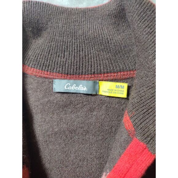 Cabelas Womens Medium Wool Brown Nordic Knit 1/4 Zip Pullover Sweater Wool Blend - Picture 4 of 10